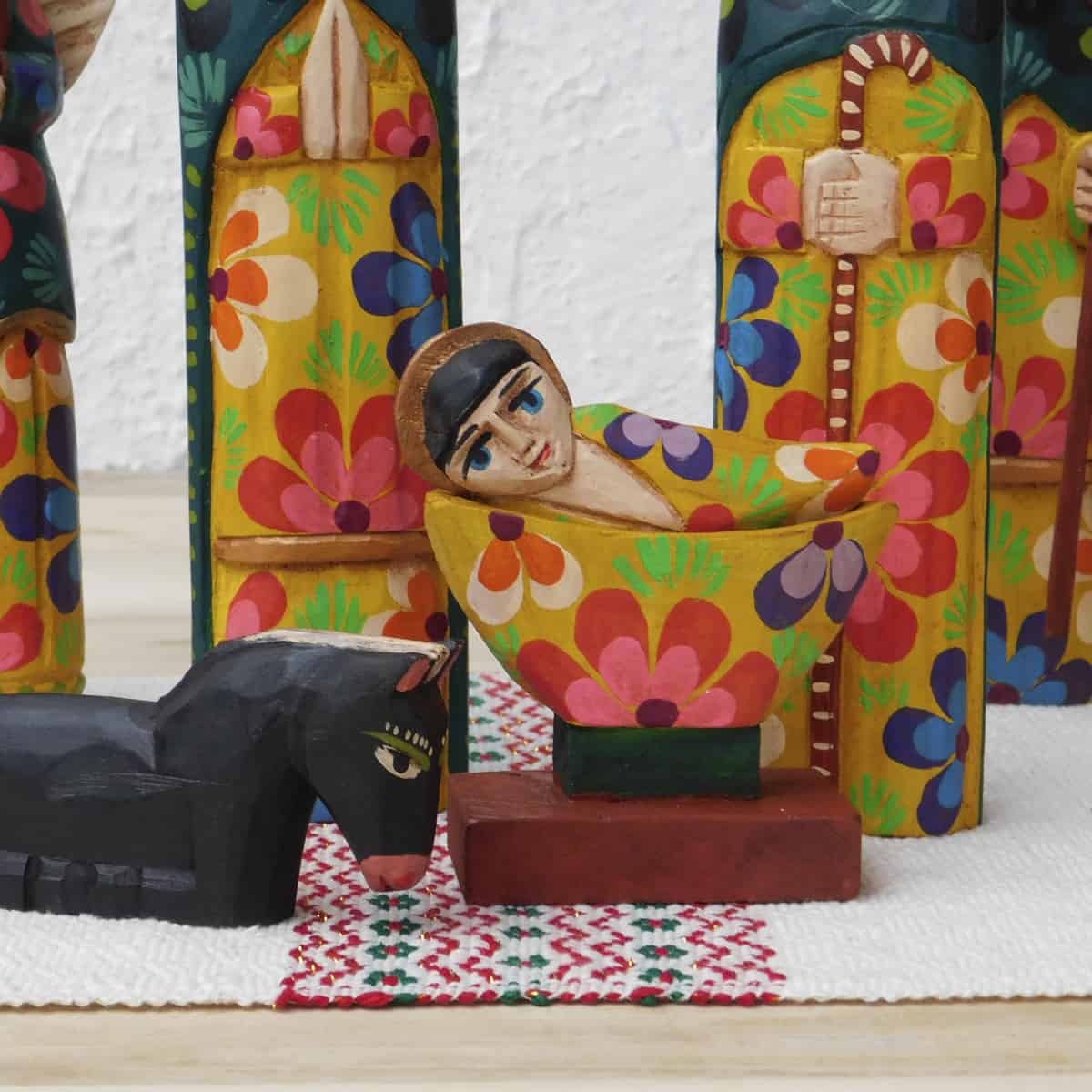 10" Wood Carved Nativity Set