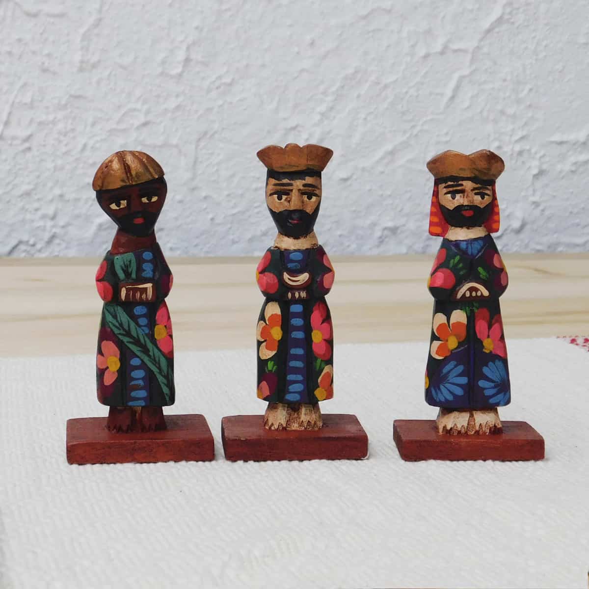 4" Wood Carved Nativity Set