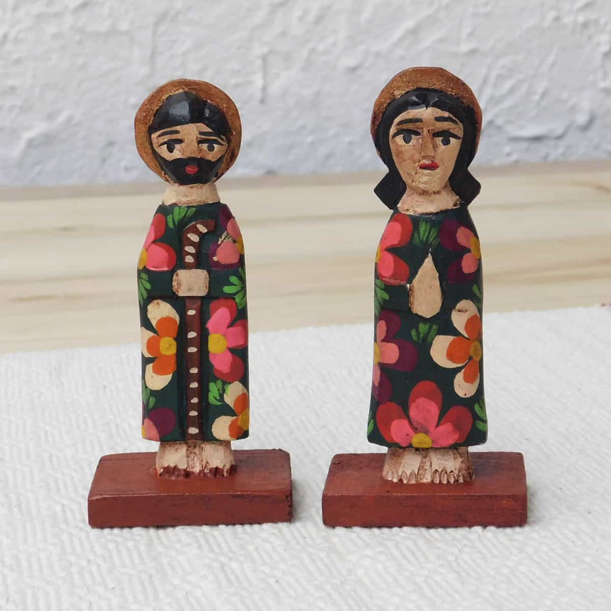 4" Wood Carved Nativity Set