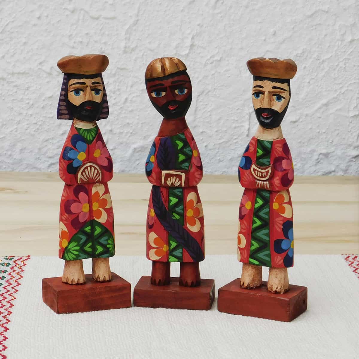 8" Wood Carved Nativity Set