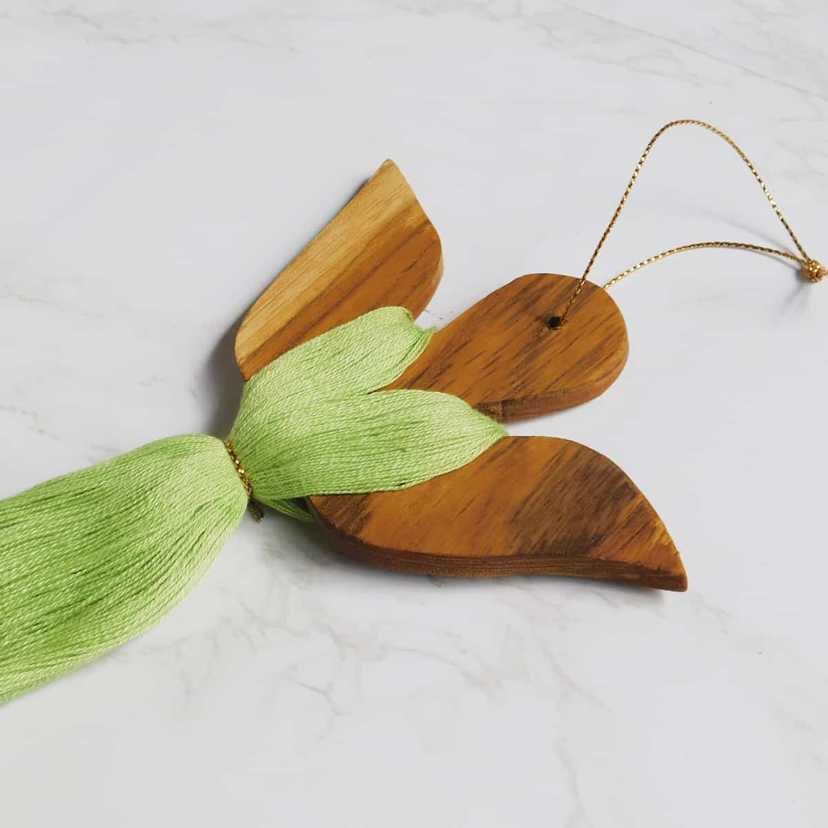 Angel Christmas Ornament - Wood + Cotton