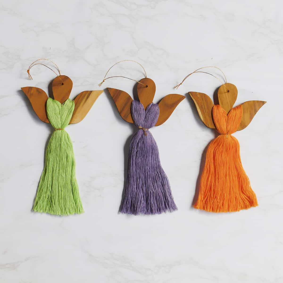 Angel Christmas Ornament - Wood + Cotton