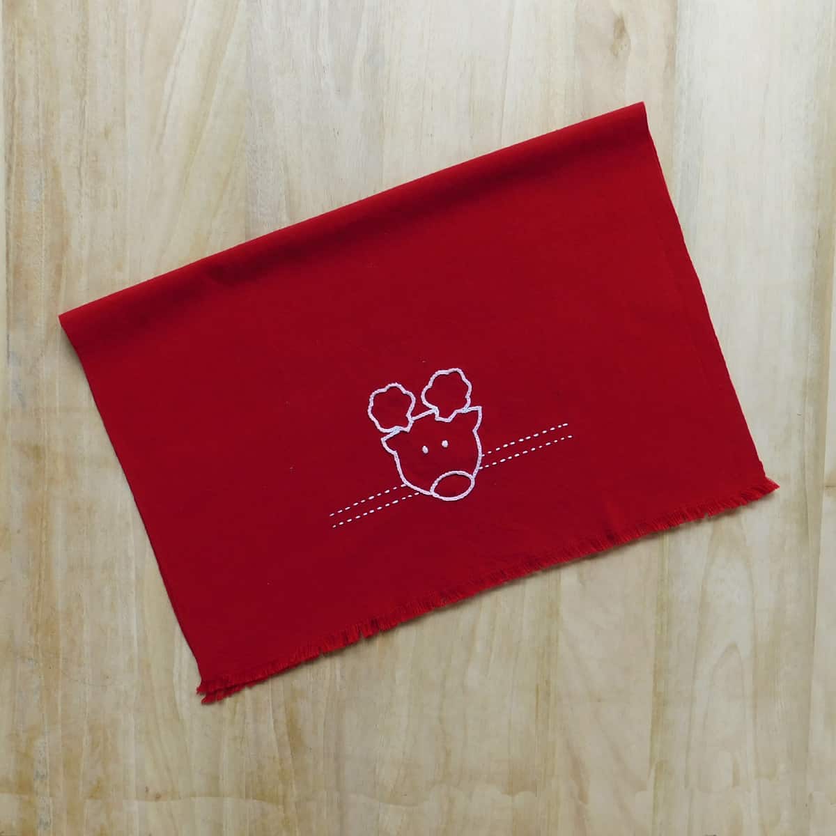 Holiday Red and White Kitchen Towels Set of 2 - Reindeer + Manger