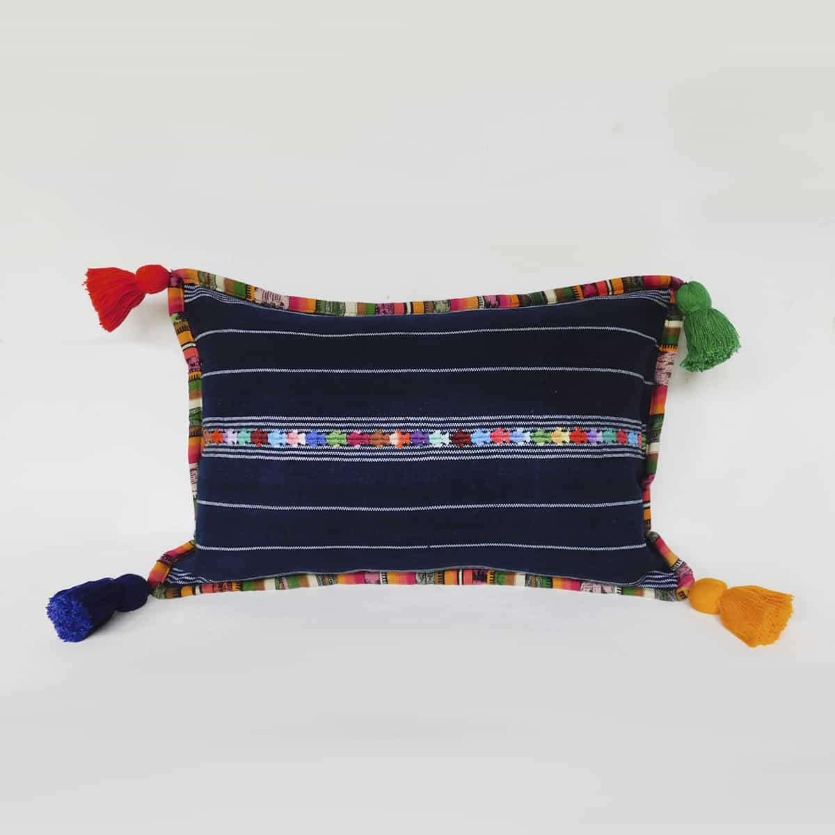 Navy Blue Lumbar Pillow - "Corte" Material