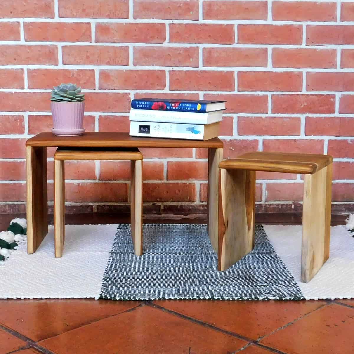 Nesting Teak Wood Benches