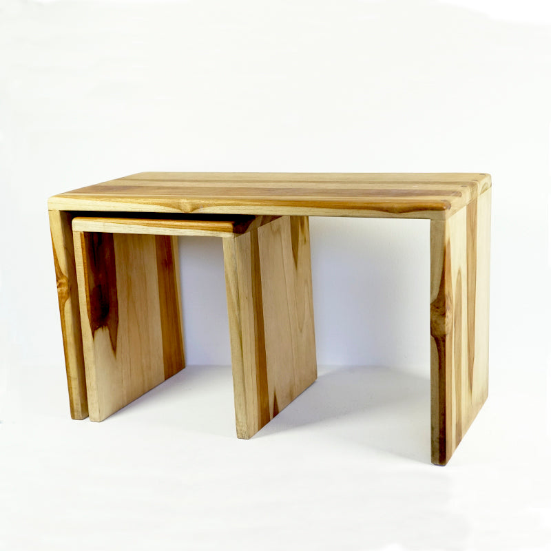 nesting benches, teak wood bench
