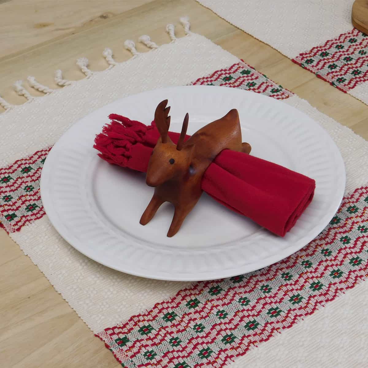 Wood Animal Napkin Rings - Deer Set of 4