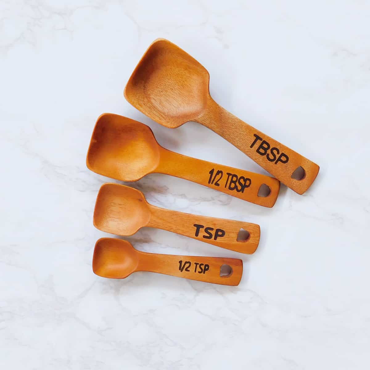wood measuring spoons, handmade wooden spoons, wooden measuring spoons, wooden kitchen utensils