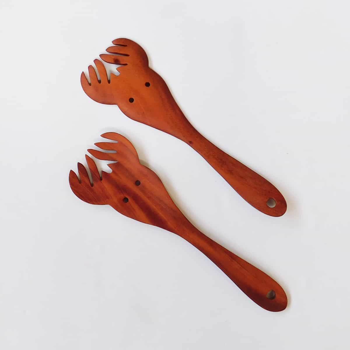 wooden salad servers, wooden pasta server, salad serving fork, wooden spork
