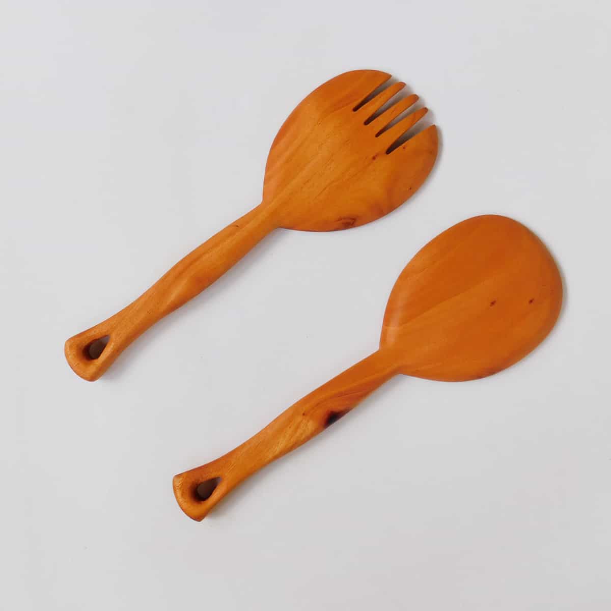 wooden salad servers, salad server set, wooden spork