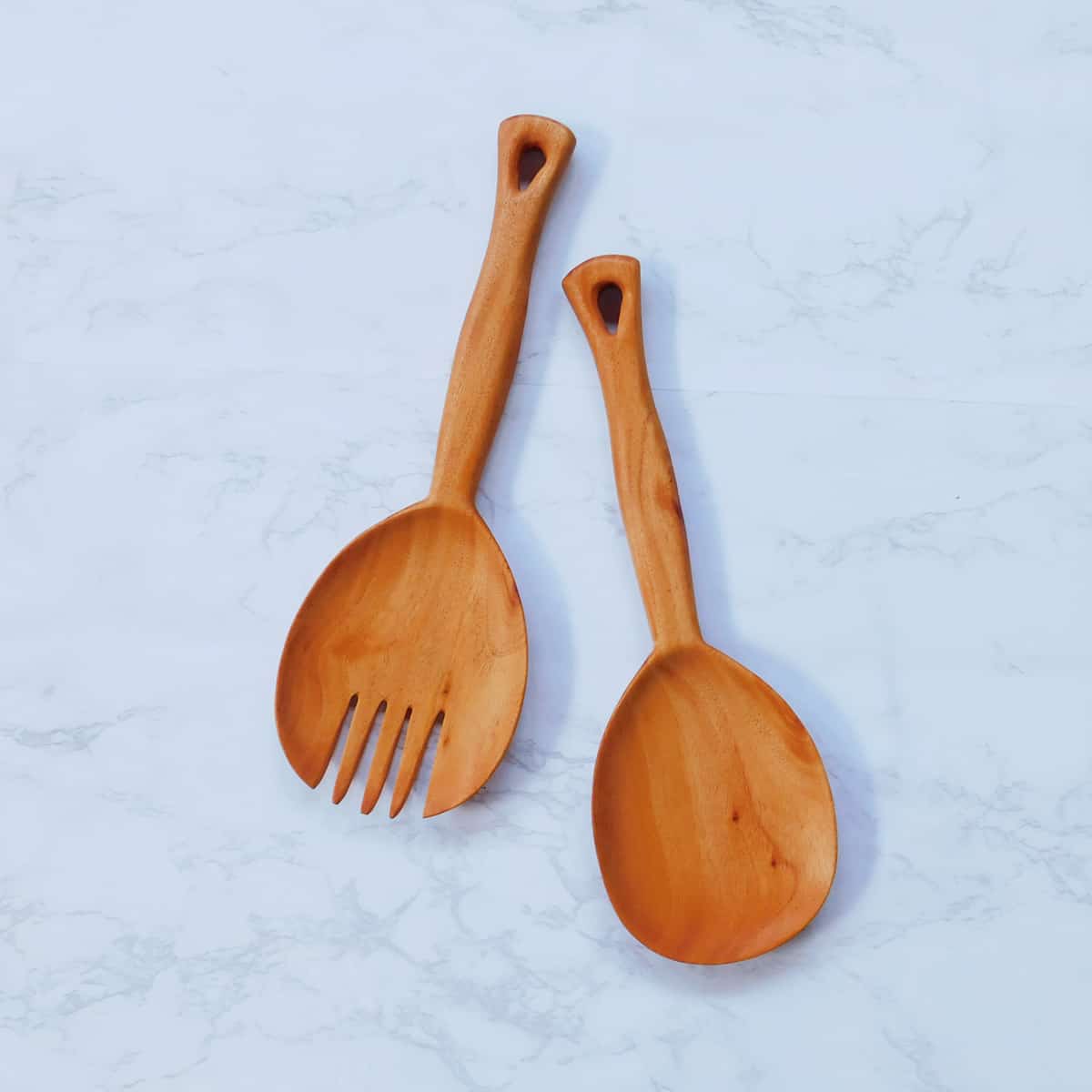 wooden salad servers, salad server set, wooden spork