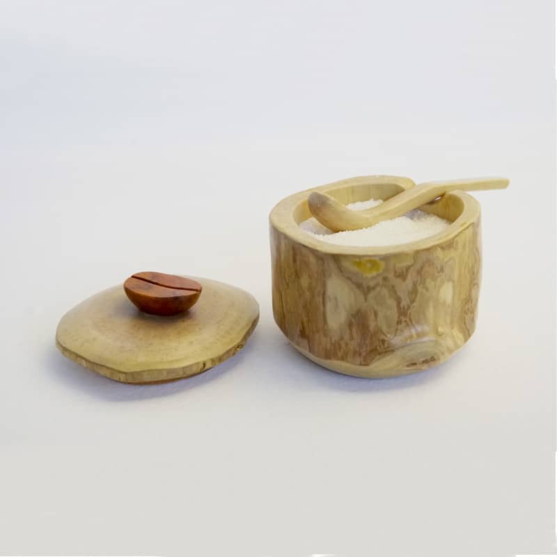 sugar bowl with lid and spoon