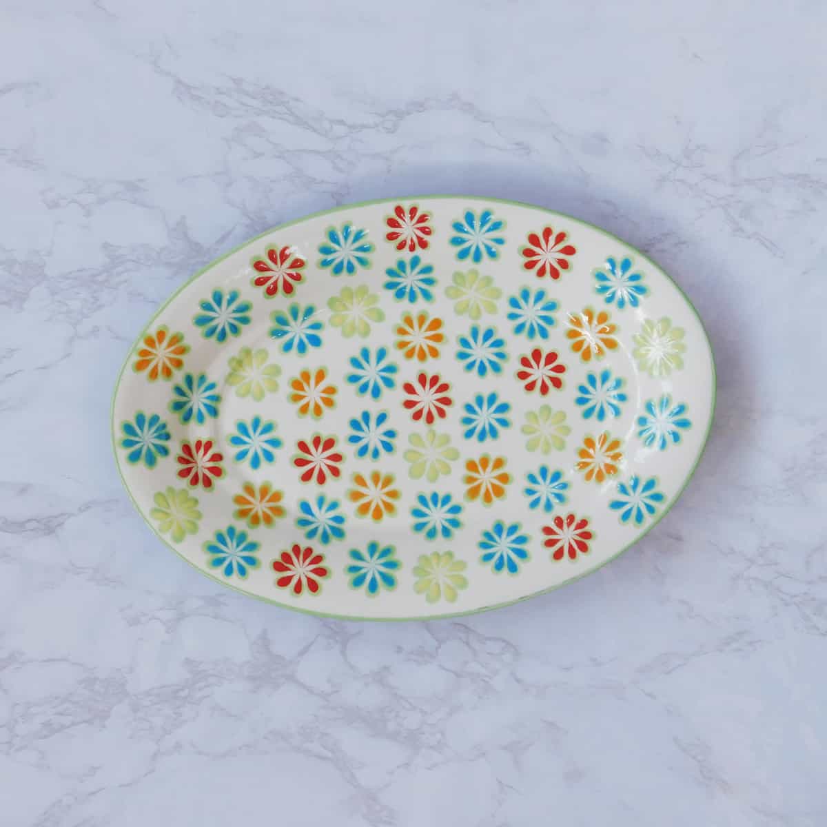 Oval Platter - Floral Green