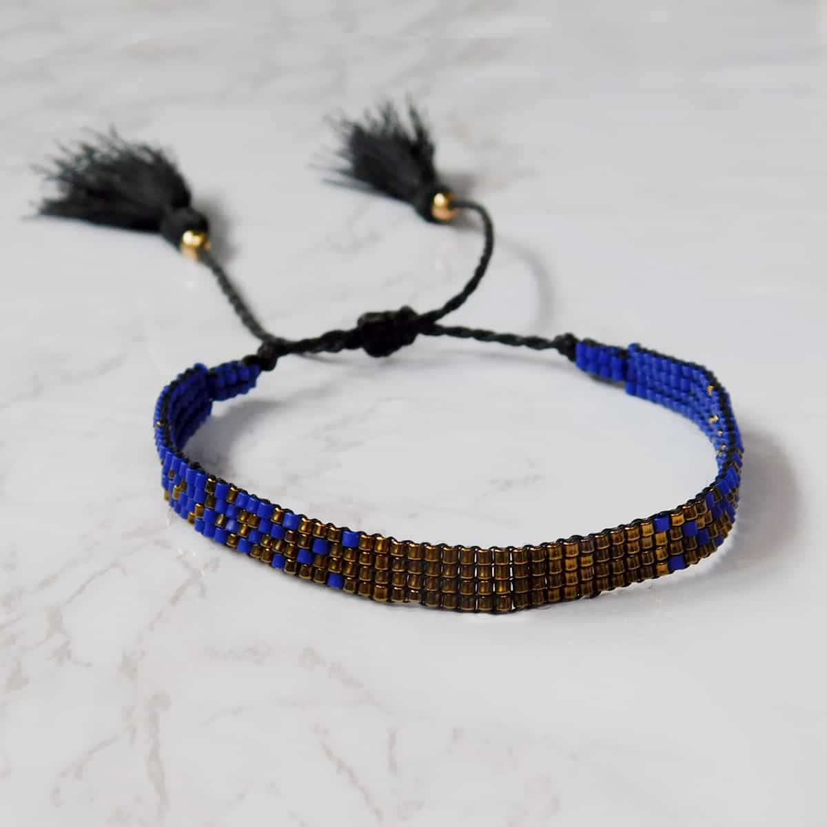 Blue Small Bead Bracelets + Earrings