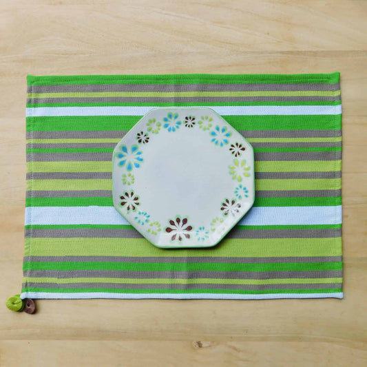 Green Striped Placemats Set of 4