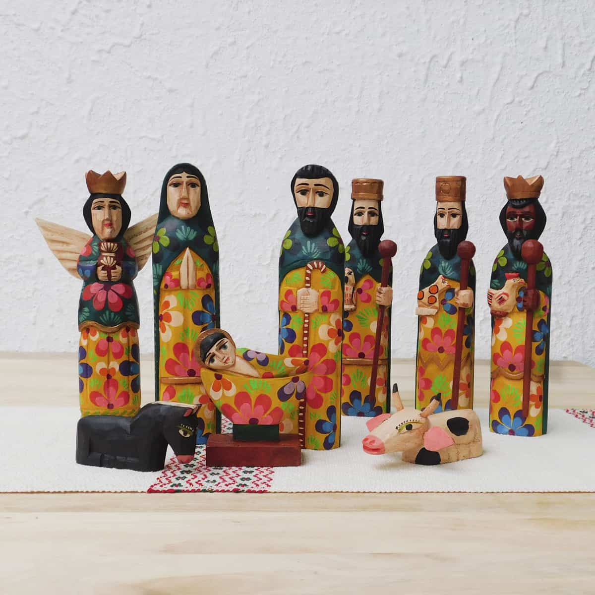 10" Wood Carved Nativity Set