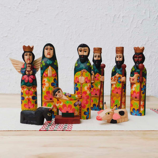 10" Wood Carved Nativity Set
