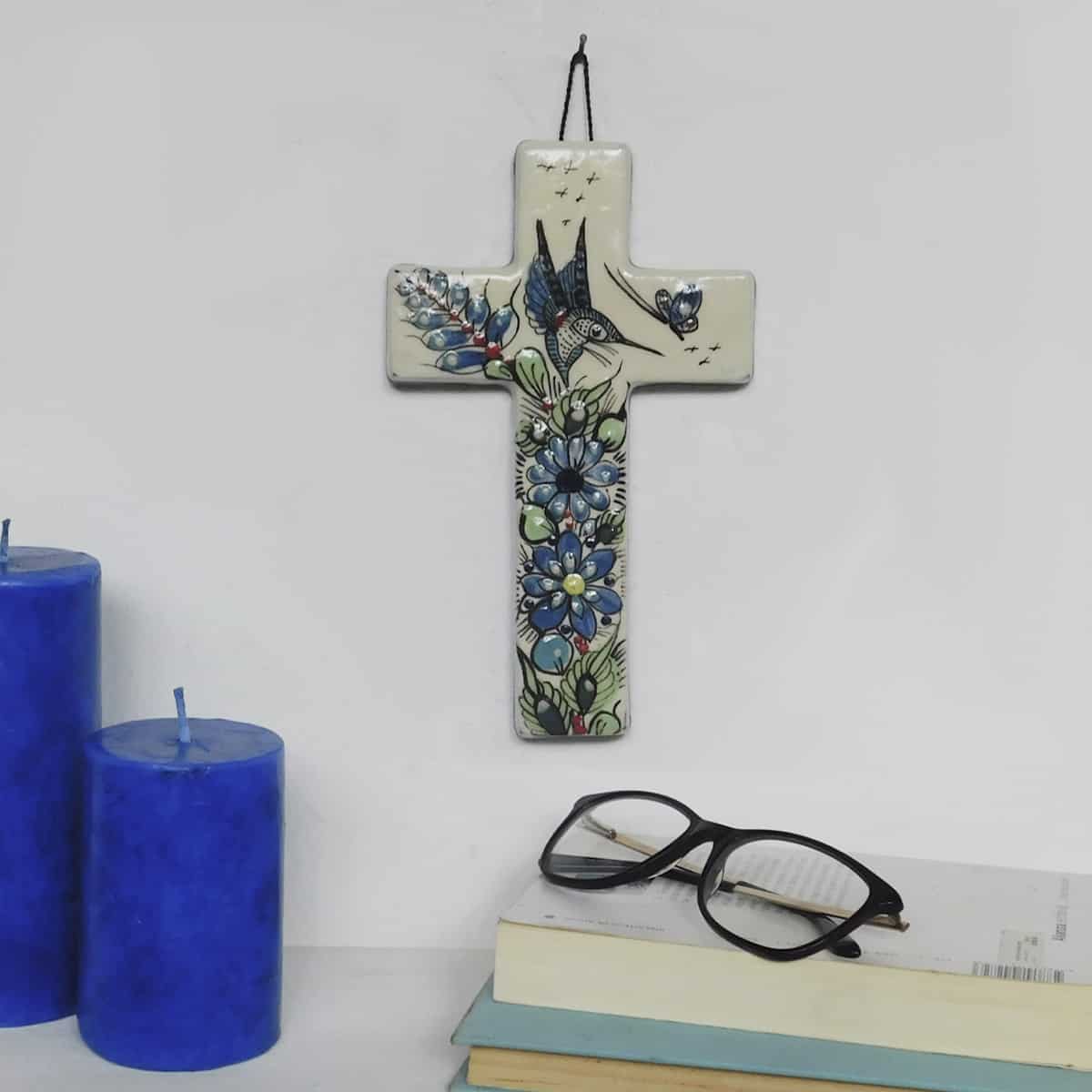 Ceramic Cross - Birds