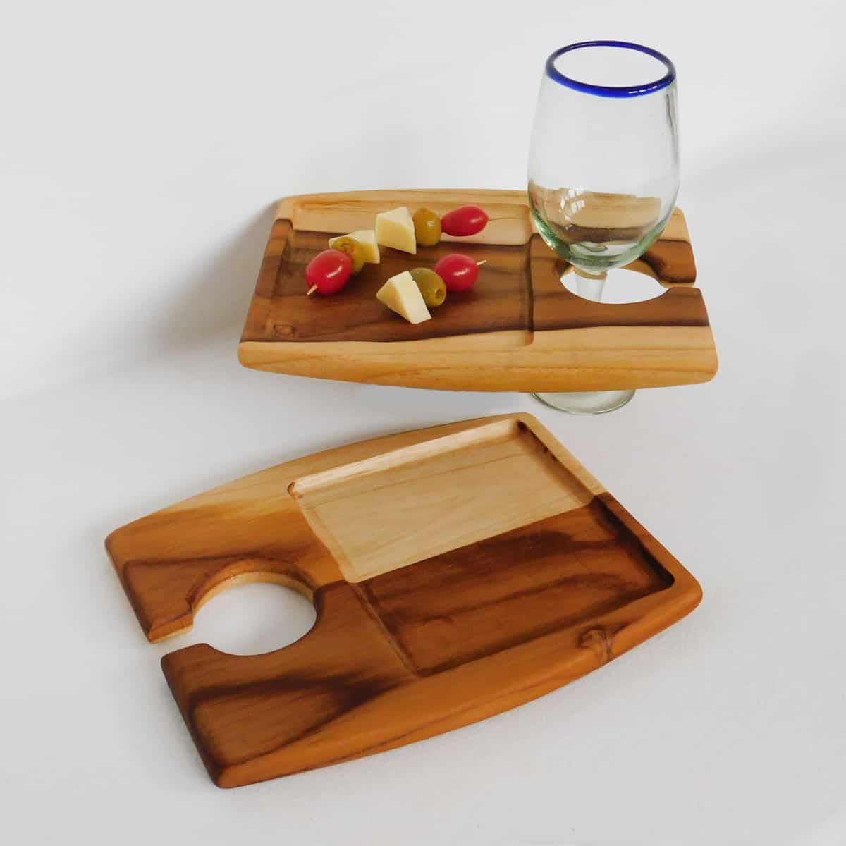 Charcuterie Board with Wine Glass Holder