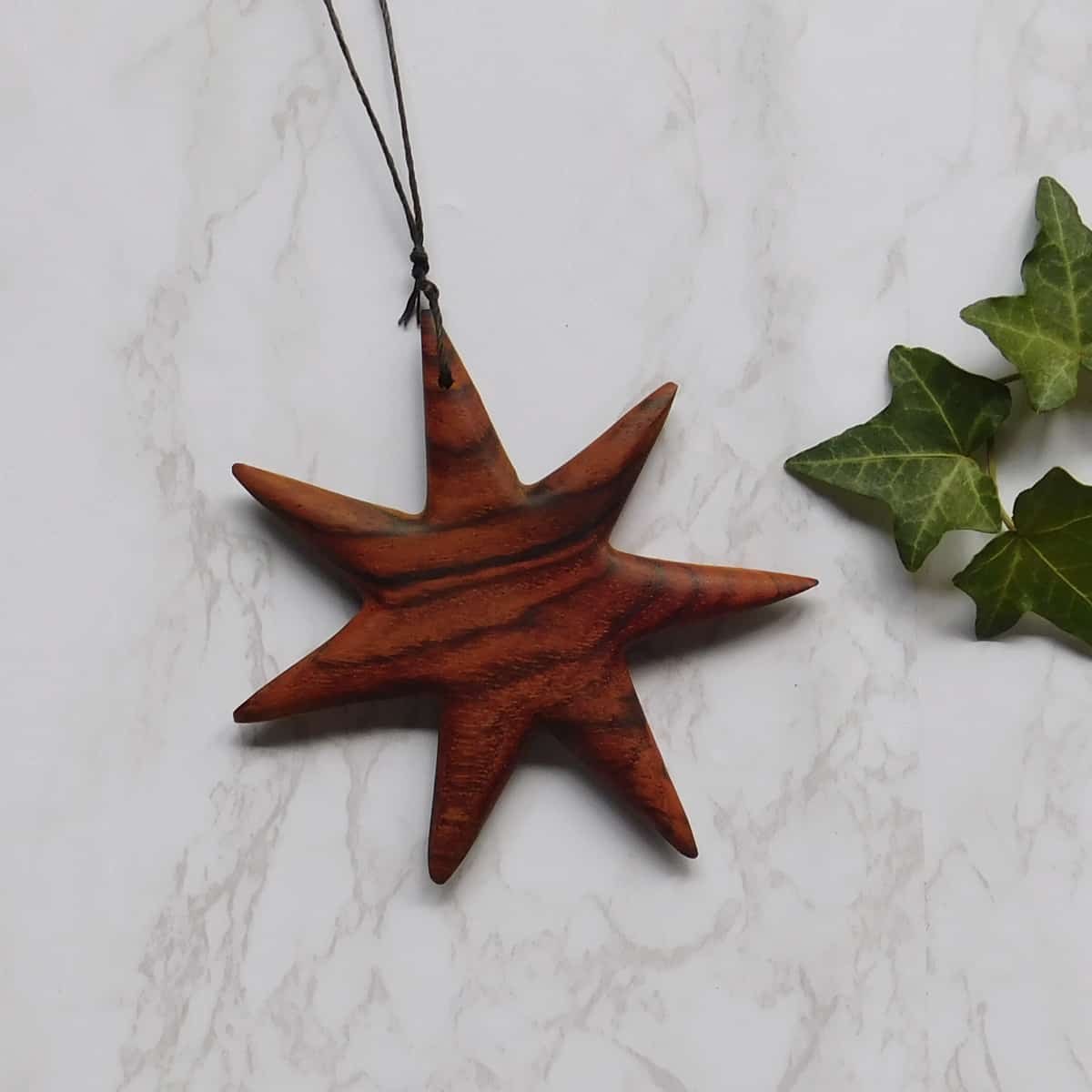 Classic Christmas Ornaments Set - Carved Star, Heart, Dove + Pine