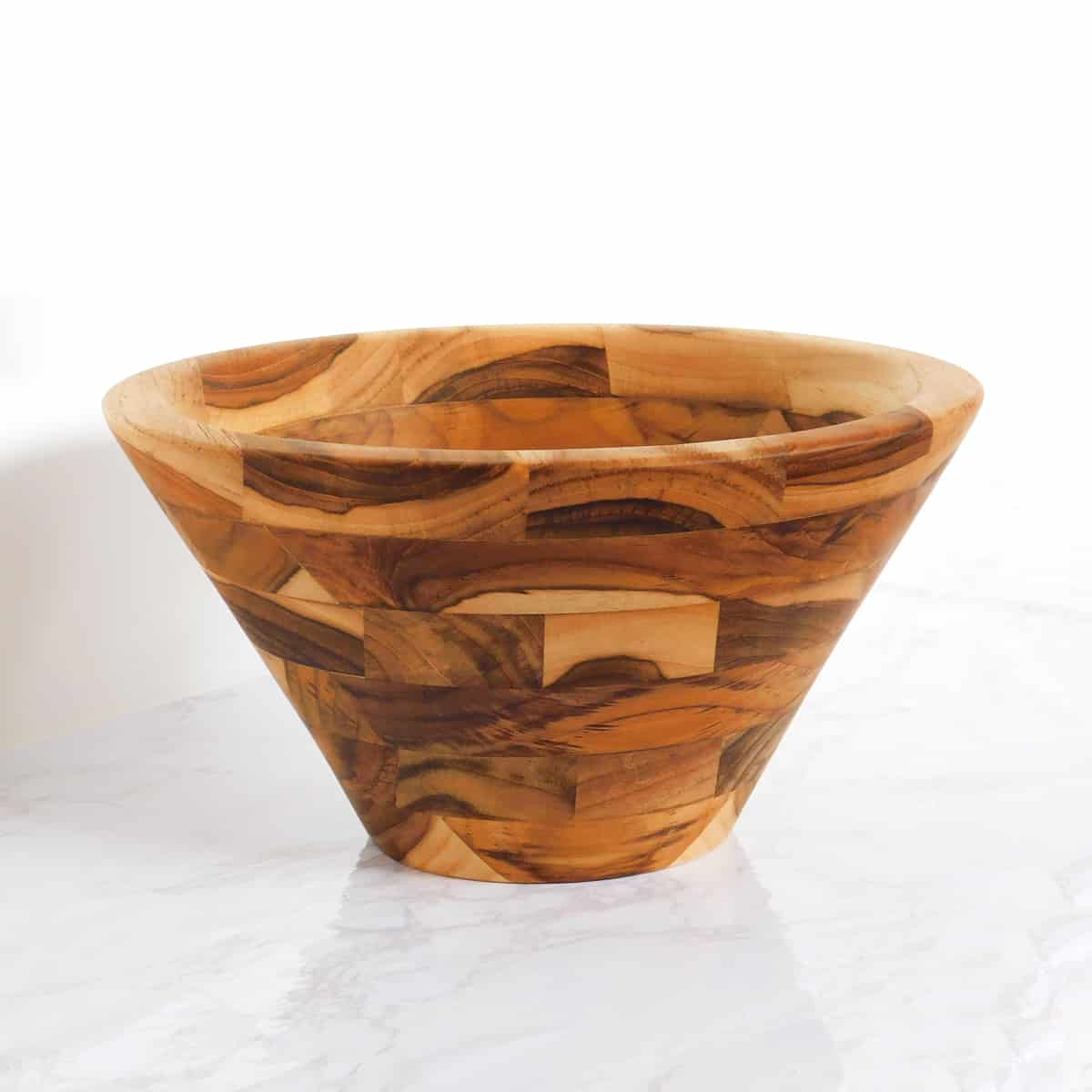 Conical Mosaic Teak Wood Bowls