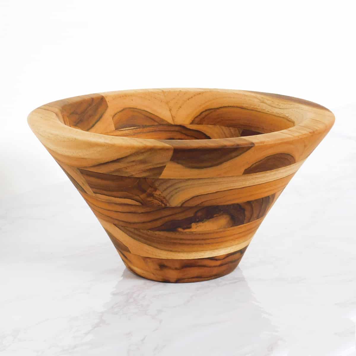 Conical Mosaic Teak Wood Bowls