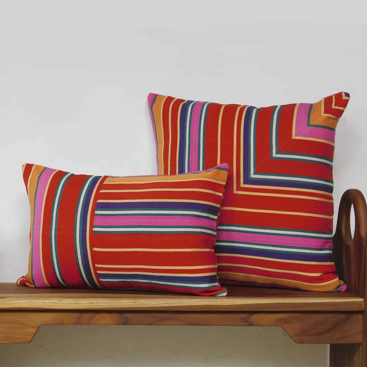 Red striped throw discount pillows