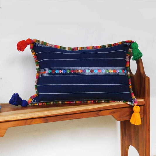 Navy Blue Lumbar Pillow - "Corte" Material