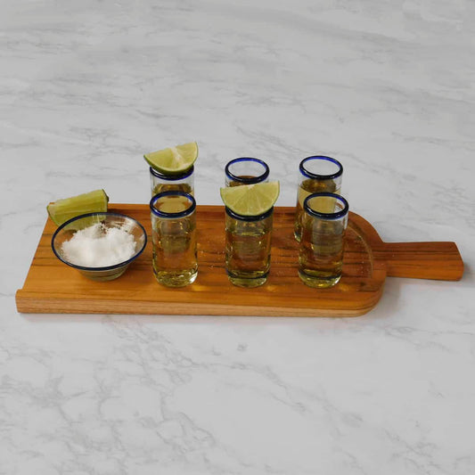 Shot Glass Flight Board + Shot Glasses + Salt Bowl