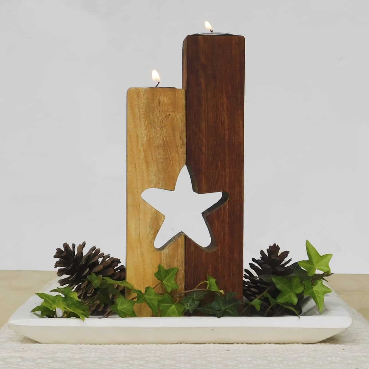 Unique Candle Holders Set of 2 - Stars
