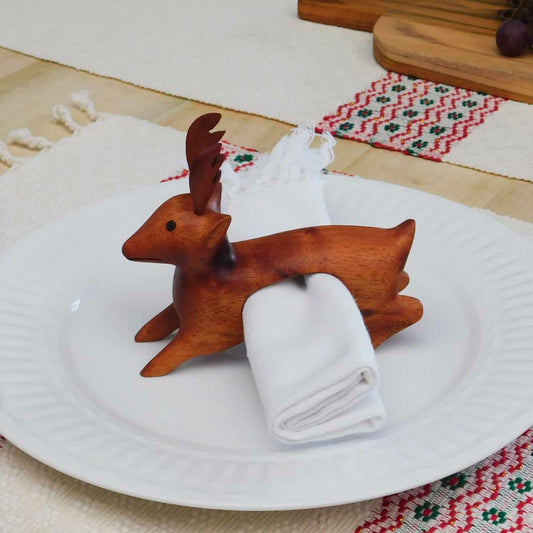 Wood Animal Napkin Rings - Deer Set of 4