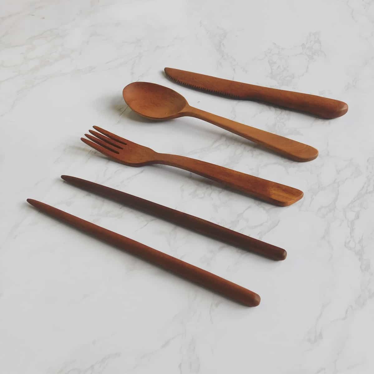 Wooden Cutlery Set with Bag