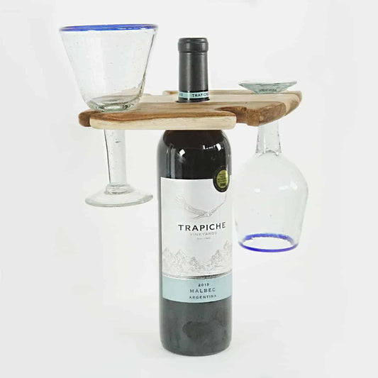 Wooden Wine Glass & Bottle Holder