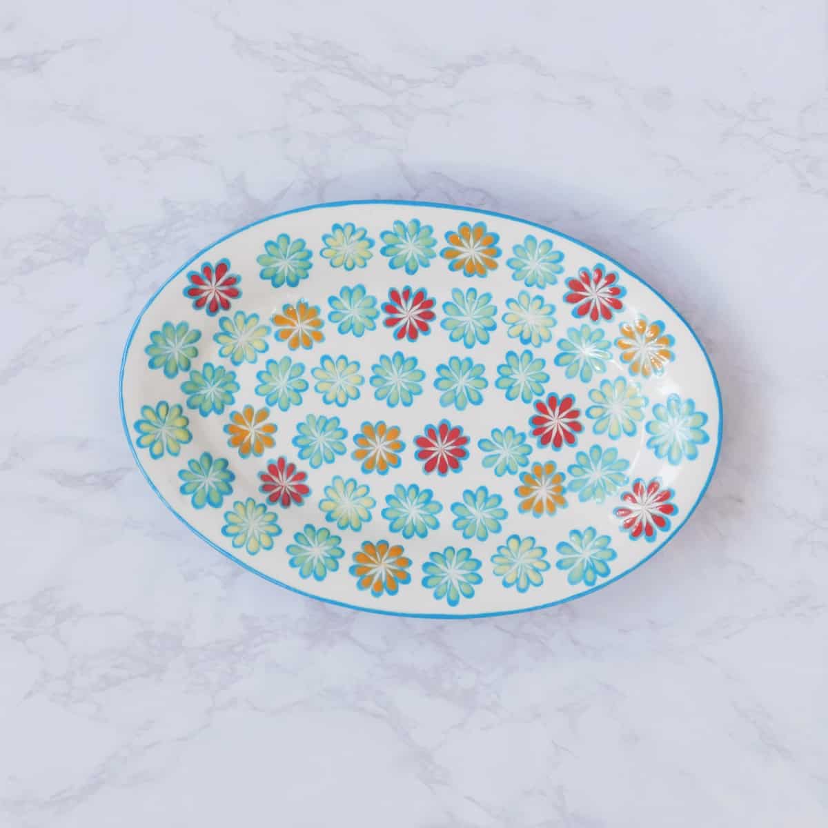 Oval Platter - Floral Blue