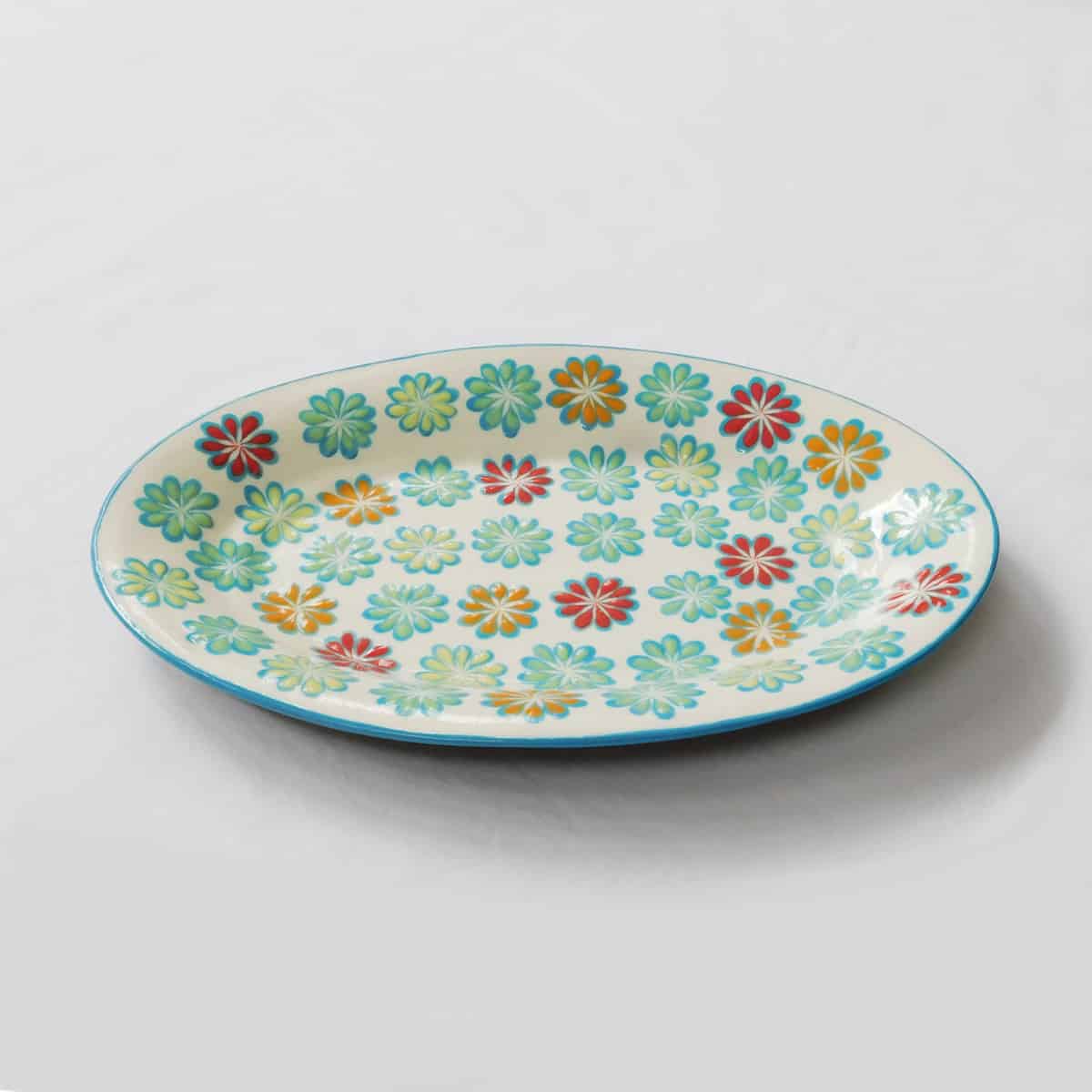 Oval Platter - Floral Blue