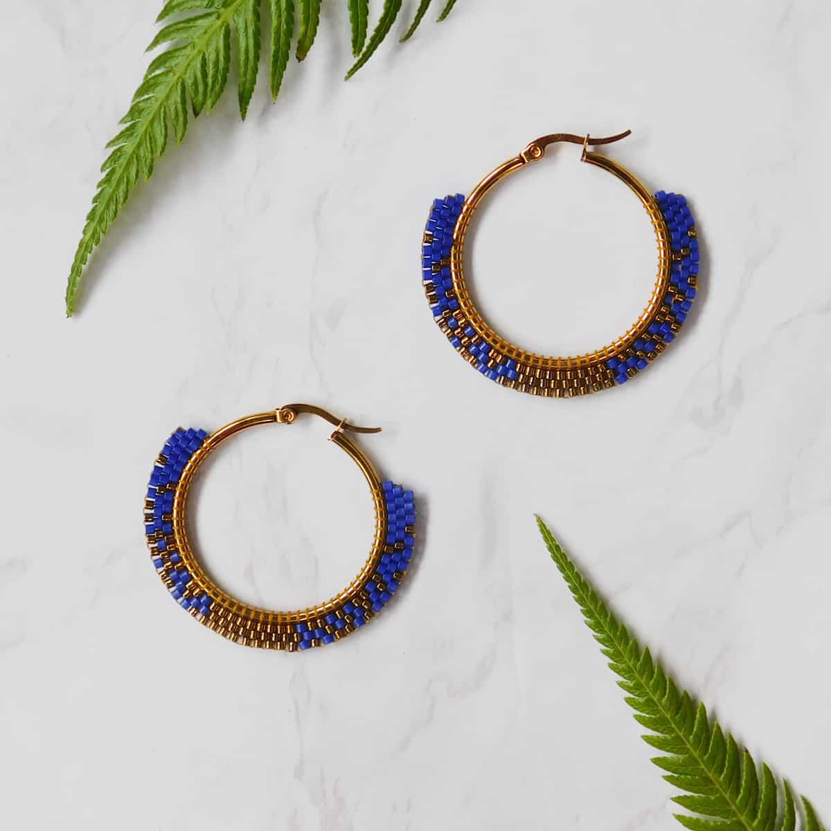 Blue Small Bead Bracelets + Earrings